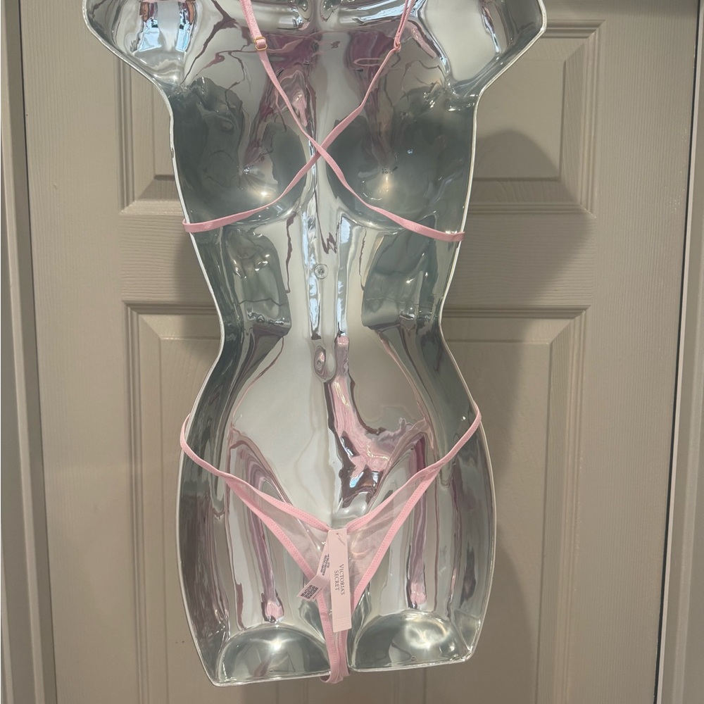 Victoria's Secret Floral Embroidered Chemise - Pink and Green Teddy thongless - Picture 6 of 9